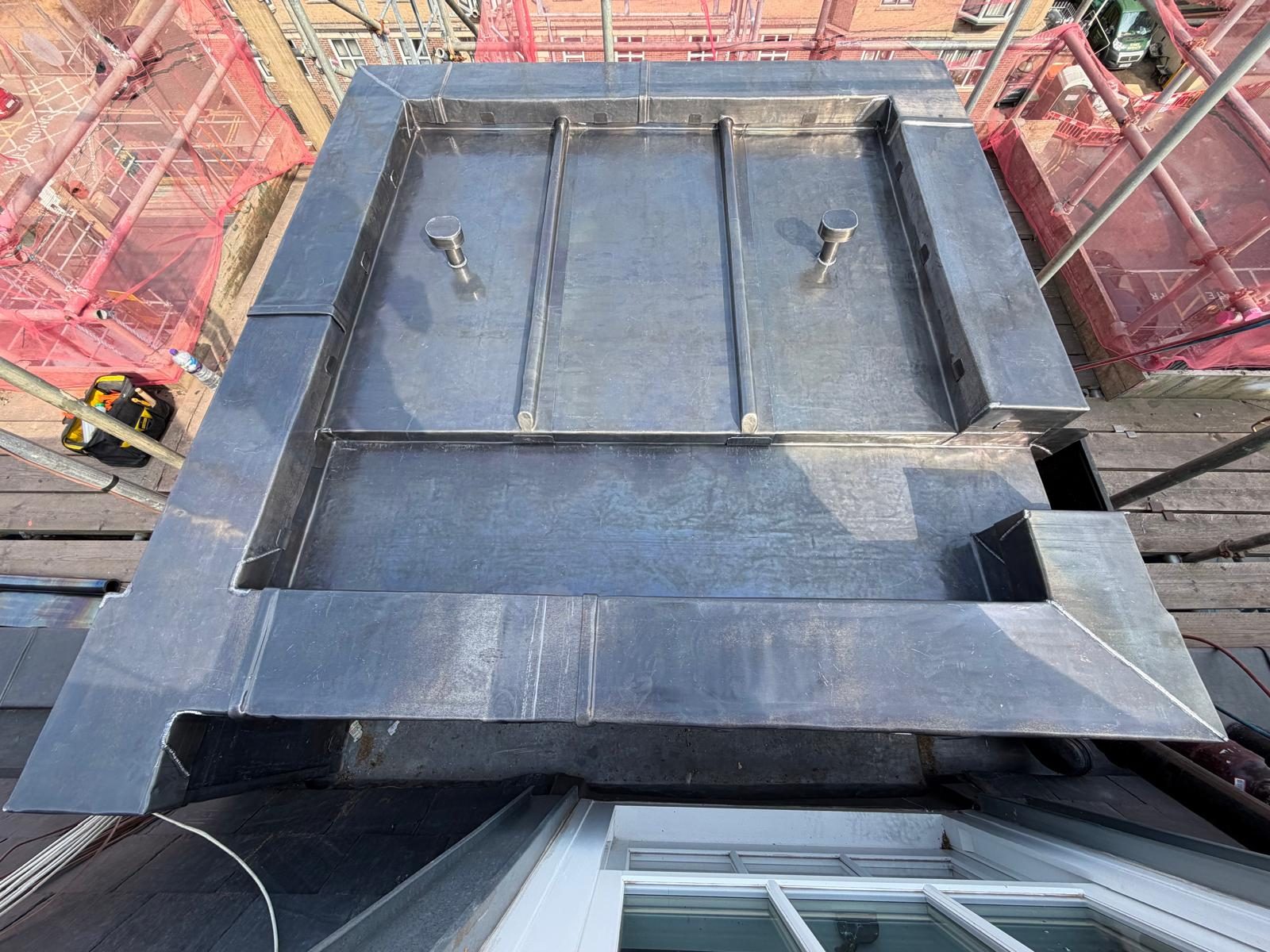 Lead box structure on a rooftop